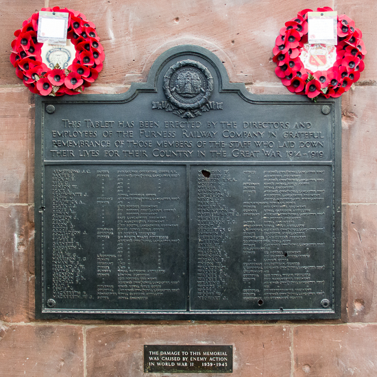 World War One Memorial at Barrow-in-Furness railway station, 10/7/14