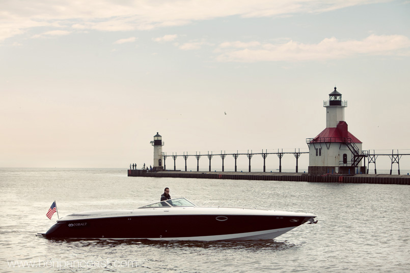 Saint Joseph Michigan Light house, boat portraits, boat picture, portrait, lake michigan.