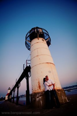 Saint Joseph, Lighthouse, Engagement Photo, sunset, Lake Michigan