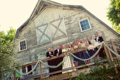 Bridal party, wedding party, barn wedding, blue dress barn