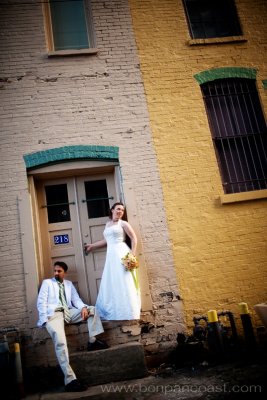 Trash the dress, Saint Joseph Mi, downtown, building, portraits, bride and groom, Michigan