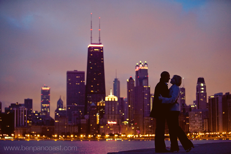Chicago Engagement Photo at Sunrise.