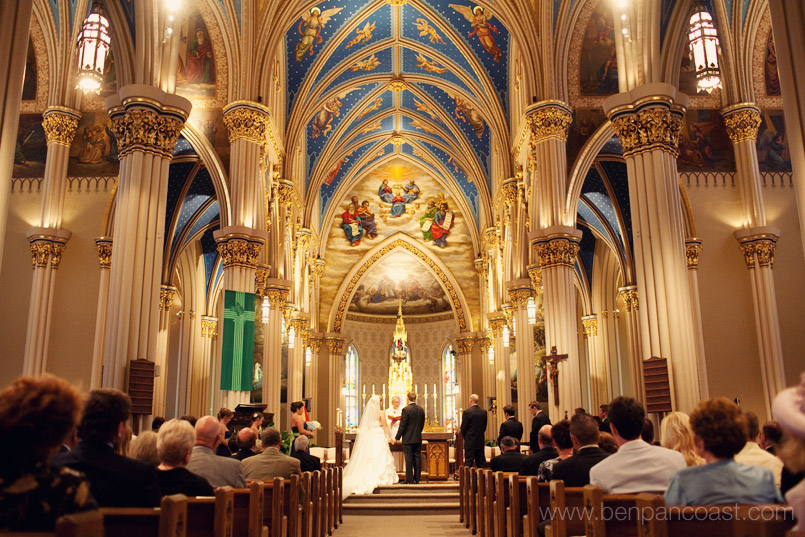 A wedding ceremony at the Basilica of the Sacred Heart at Notre Dame.
