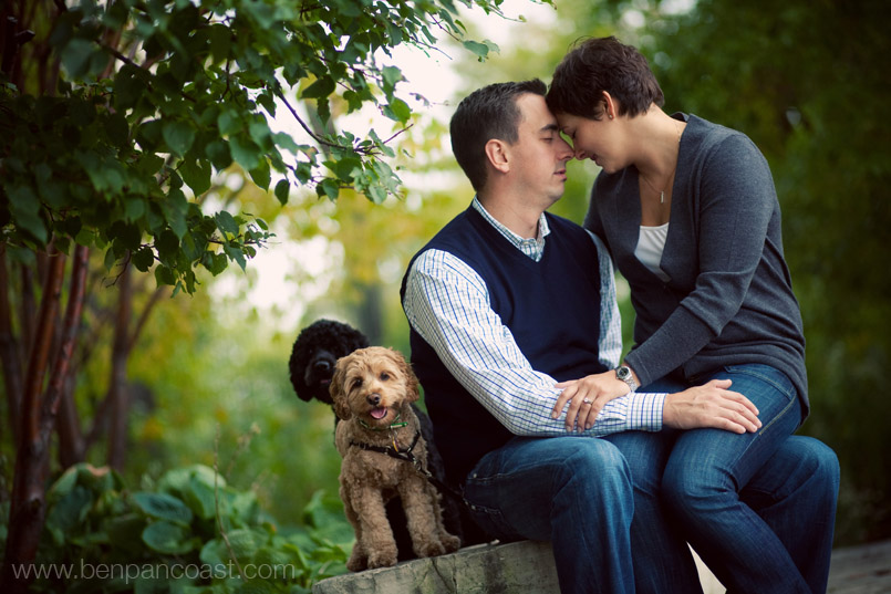 Engagement Photos with Dogs in downtown chicago