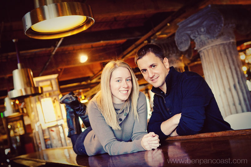 Indoor, engagment photo, location, salvage one, Chicago, IL, engagement pictures